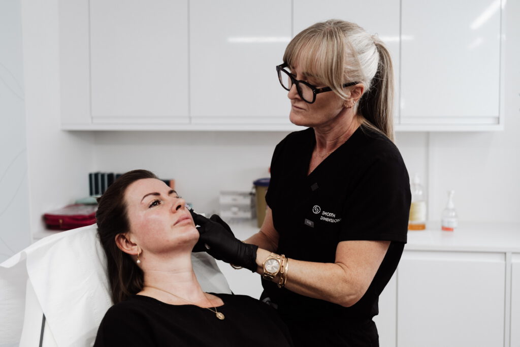 Anti-wrinkle injection treatment being administered