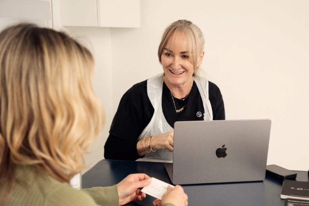 A consultation with a patient and Fiona Mahandru at Smooth Dimensions